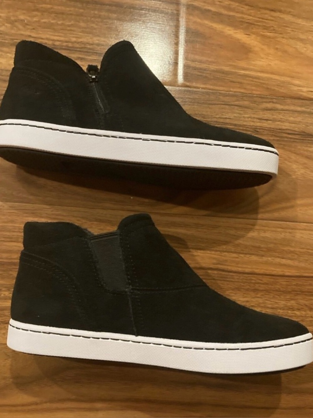 Women’s Black Suede Slip-On High-Top Sneakers